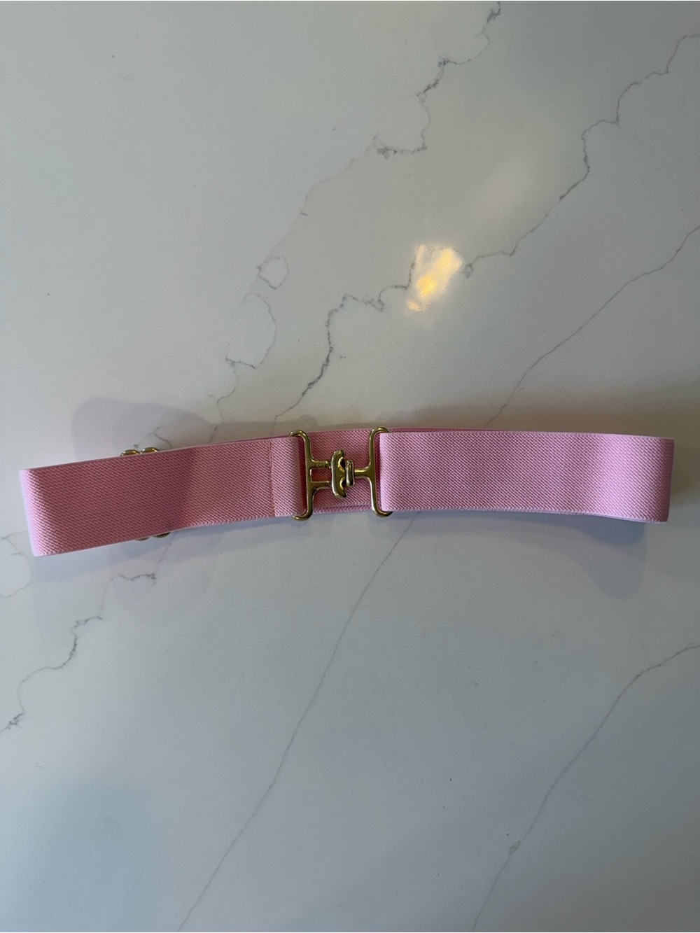 Girl’s Adjustable Pink Elastic Waist Belt with Gold Hardware- for Riding Pant